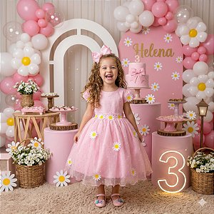 Vestido Marie Jardim Encantado Margaridas Rosa Bebe