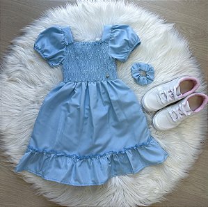 Vestido Blogueirinha  Mãe e Filha Lara Azul Bebe