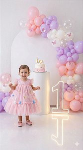 Vestido Vila Lele Jardim das Borboletas Baby Liz Rosa Bebe