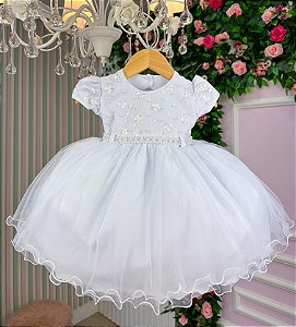 Vestido Infantil Menina Bonita Branco Aurora