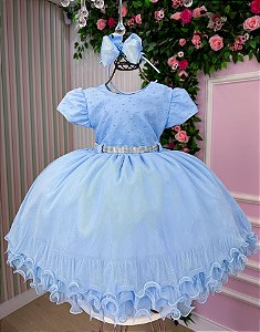 Vestido Menina Bonita Iza Azul Bebe