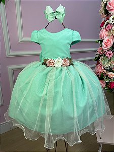 Vestido Juvenil Vila Lele Luiza Verde Menta
