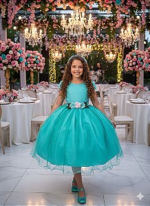 Vestido Juvenil Vila Lele Luiza Verde Tiffany