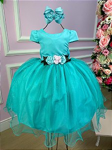 Vestido Juvenil Vila Lele Luiza Verde Tiffany