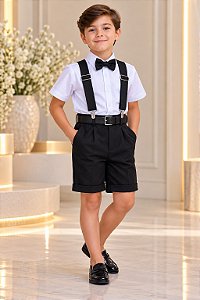 Conjunto Miss Cherry Meninos Social Shorts Ravi Preto