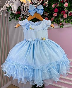 Vestido Vila Lele Borboletas Bebe/Baby Ana Clara Azul Bebe