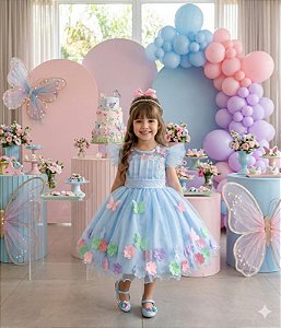 Vestido Marie Jardim Encantado Isis Luxinho Azul