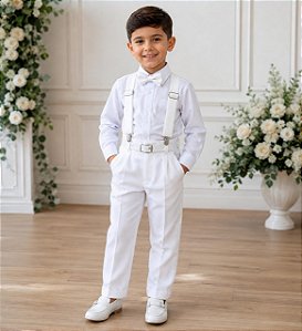 Conjunto Meninos Miss Cherry Leo Suspensorio Branco
