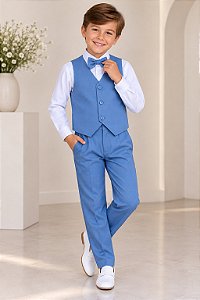 Conjunto Miss Cherry Social Leonardo Colete Azul Serenity