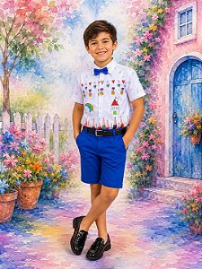 Conjunto Miss cherry Meninos - Lapis Aquarela Azul ABC
