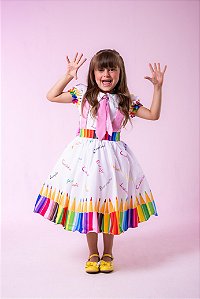 Vestido Marie Lapis Aquarela ABC Branco