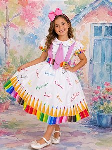 Vestido Marie Lapis Aquarela ABC Branco