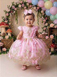 Vestido Marie Jardim Encantado Luxo Rosa Modelo 2