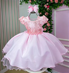 Vestido Belle Fille Deise Rosa Bebe