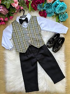 Conjunto Miss Cherry Luan Colete Xadrez Preto