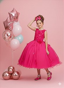 Vestido Juvenil Vila Lele Regata Flores Pink