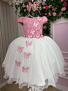 Vestido Juvenil - Midi Vila Lele Sabrina Rose e Off