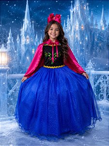 Fantasia Princesa Belli Longa Princesa Gelo + Capa Pink
