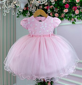 Vestido Menina Bonita Bebe Mili Florzinha Rosa Bebe