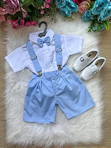 Conjunto Miss Cherry Bebe Suspensorio Felipe Azul Bebe