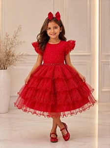 Vestido Ysa Kids Belinda Vermelho