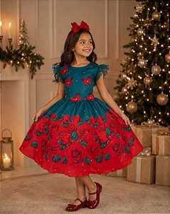 Vestido Marie Lola Verde Florido Natal