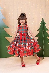 Vestido Marie Madeline Ursinho Xadrez Vermelho - Natal