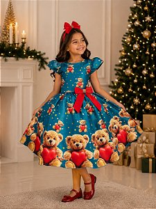 Vestido Marie Milena Ursinhos Verde - Natal