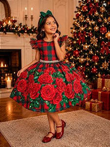 Vestido Marie Eduarda Floral Vermelho - Natal