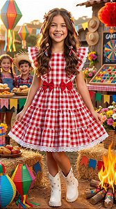 Vestido Banana Club Aline Xadrez Vermelho