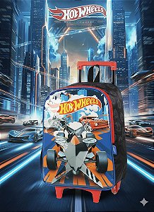 Kit Mochila Rodinhas + Lancheira Hot Wheels Vermelho