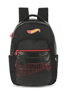 Mochila de Costa Hot Wheels Preto Bordado Vermelho