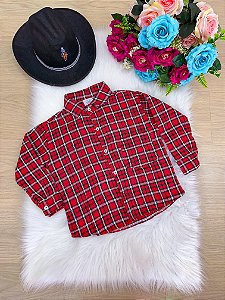 Camisa Junina Xadrez Flanela/Flanelada João Vermelho