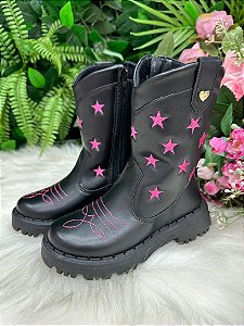 Bota Nilqi Manu Preta Estrela Pink
