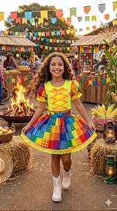 Conjunto Junino Banana Club Luxo Manu Verde Neon