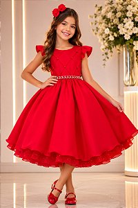 Vestido Ysa Kids Francine Vermelho