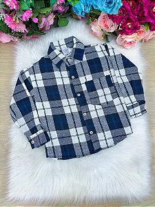 Camisa Xadrez Azul Marinho Flanela/Flanelada Junina Renato