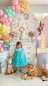 Vestido Vila Lele Jardim das Borboletas Baby Liz Verde Tiffany