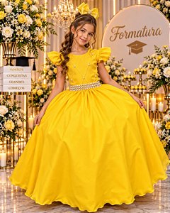 Vestido Ysa Kids Ariane Longo Amarelo Gema