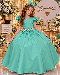 Vestido Ysa Kids Ariane Longo Verde Menta
