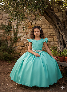 Vestido Ysa Kids Ariane Longo Verde Menta