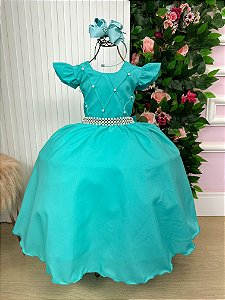 Vestido Ysa Kids Ariane Longo Verde Tifanny