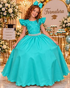 Vestido Ysa Kids Ariane Longo Verde Tifanny