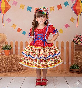 Vestido Bella Child Junino Forró Junino Vermelho