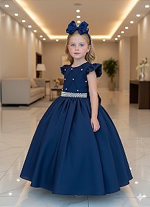 Vestido Ysa Kids Ariane Longo Azul Marinho