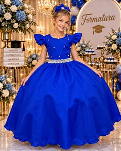 Vestido Ysa Kids Ariane Longo Azul Royal
