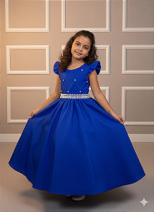 Vestido Ysa Kids Ariane Longo Azul Royal