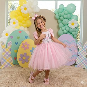 Vestido Marie Tematico Luxo Coelho/Coelhinho Pascoa
