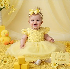 Vestido Menina Bonita Bebe Julieta Amarelo