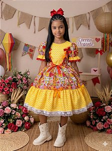 Vestido Marie Junino Quermesse de Luxo Amarelo